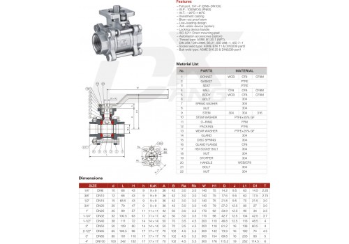 3-PC BALL VALVE THREAD END DIRECT MOUNTING PAD 3-PC BALL VALVE THREAD END DIRECT MOUNTING PAD